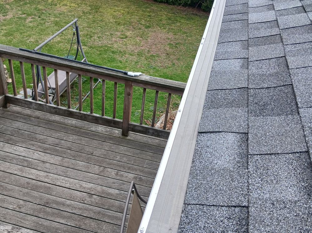All Mesh Pro stainless steel mesh gutter guard installed on a Rhode Island home