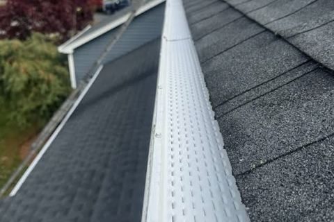 Proflow aluminum gutter guard installed on a shingle roof
